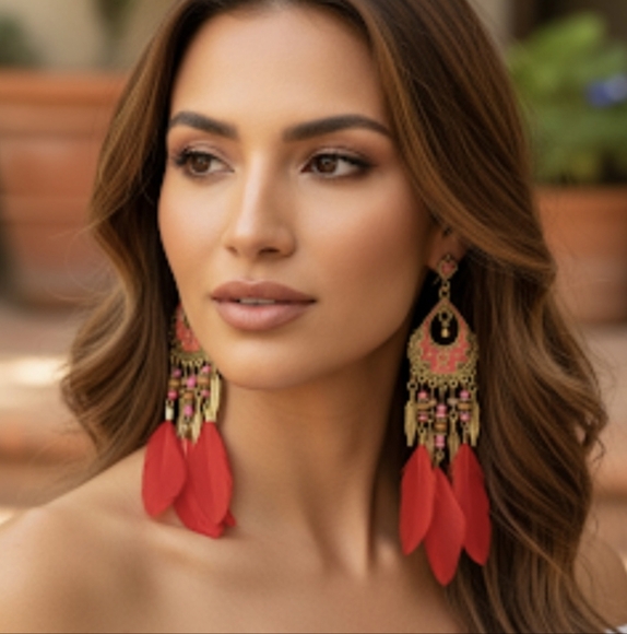 Fashion Jewelry Jewelry - Feather earrings for women, vintage bohemian style with dreamcatcher .5 Inches